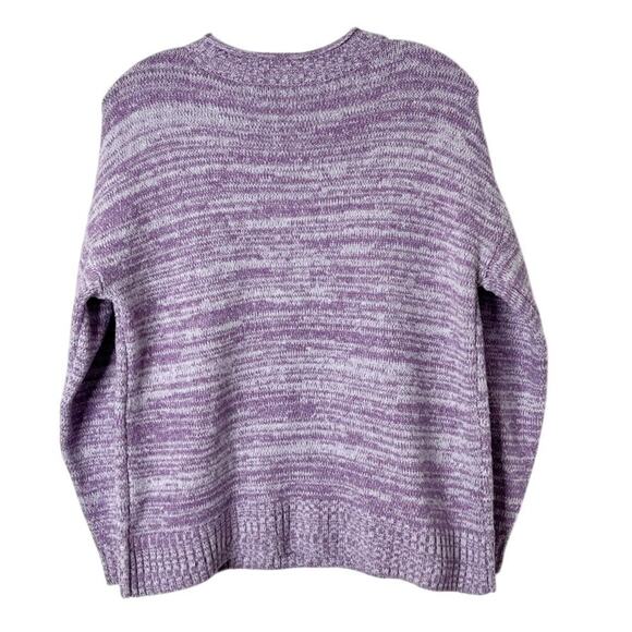 dip Women's Sweater M Purple Marled Knit Rolled Crew Neck Long Sleeve Pullover - Picture 3 of 5